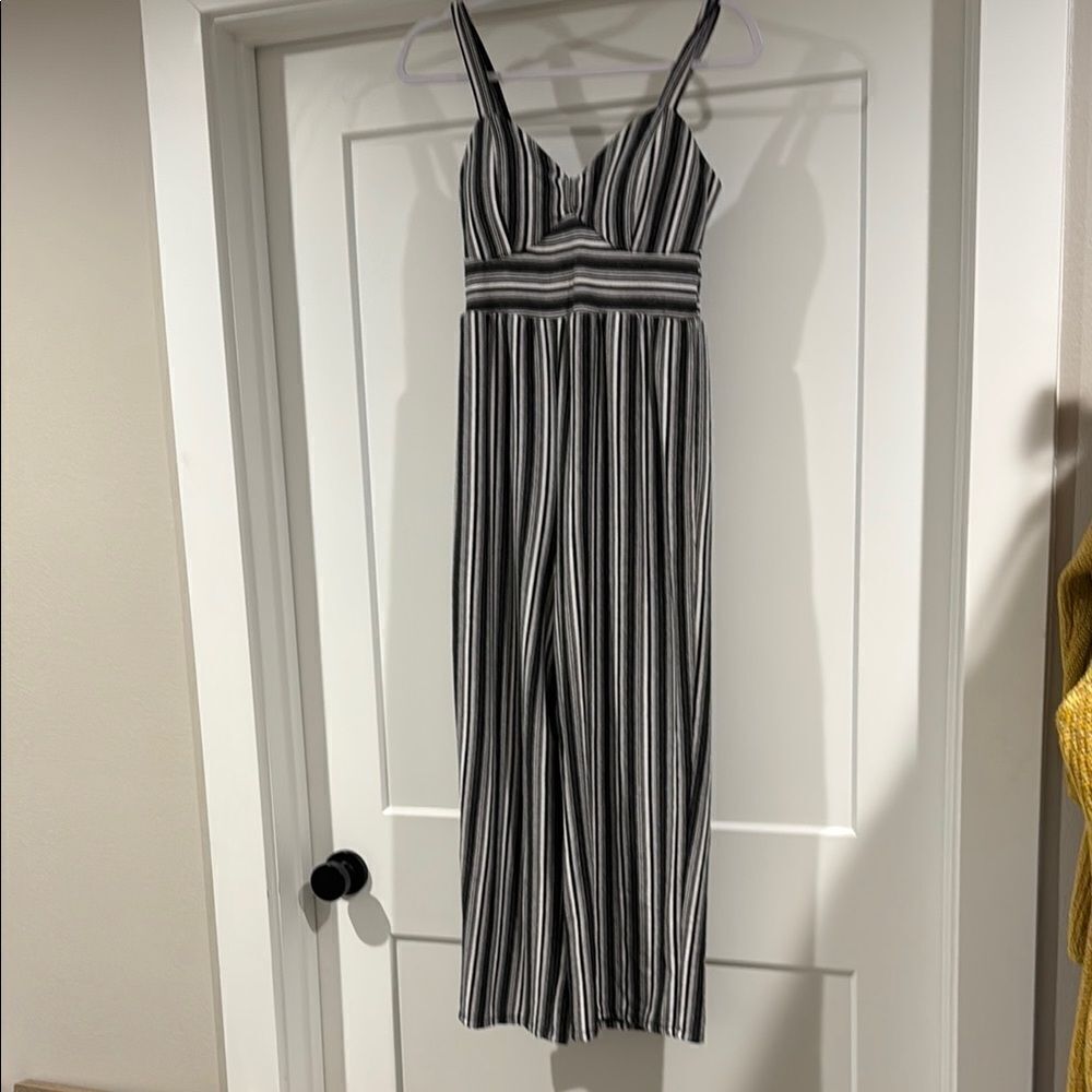 Black and White Striped Jumpsuit